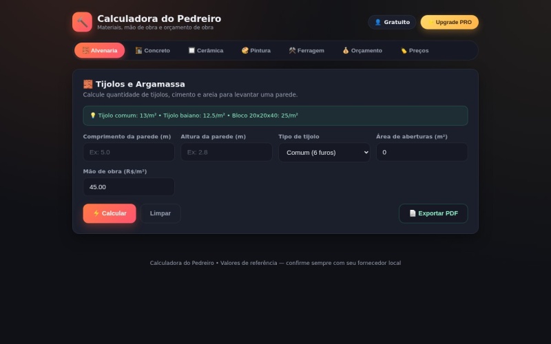 Calculadora do Pedreiro